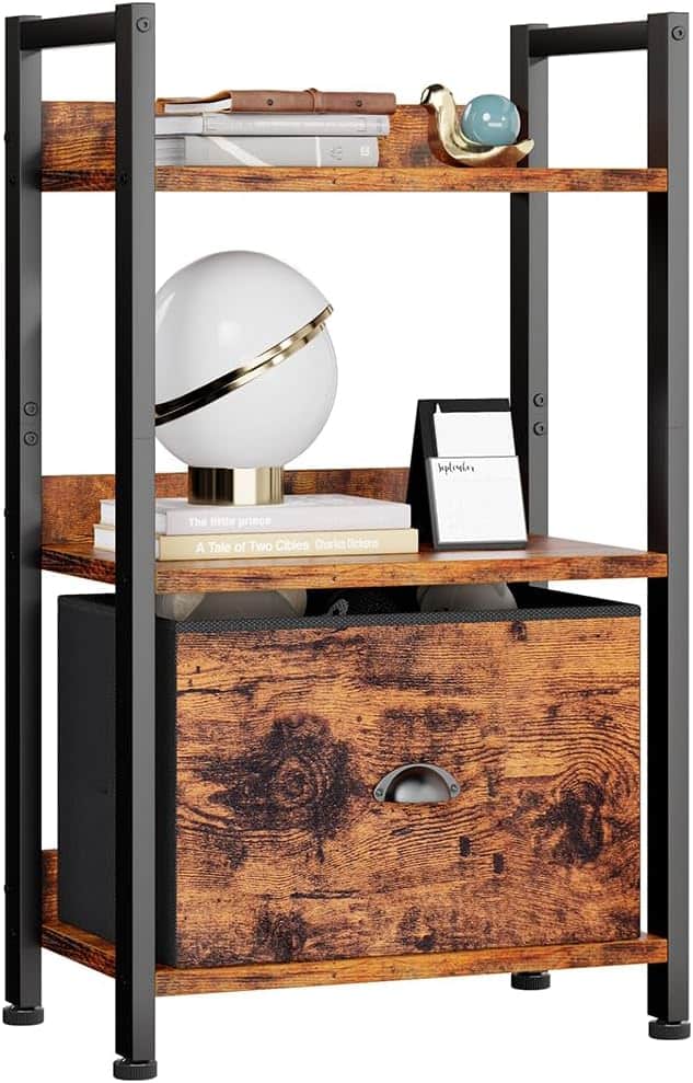 Furologee 3-Tier Bookshelf with Drawer
