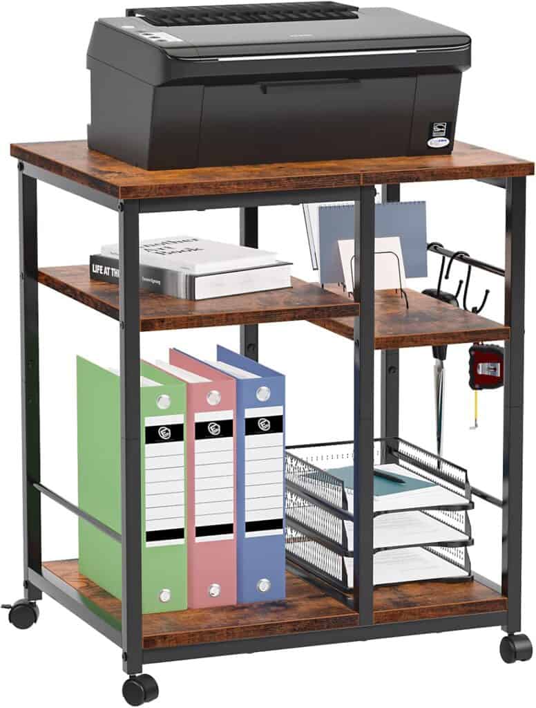 Furologee 3 Tier Printer Stand-Brown