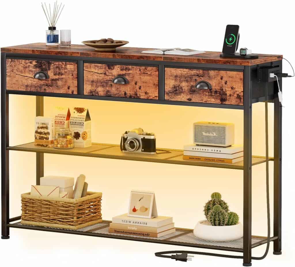 Furologee 38-Inch Console Table with Rustic Brown