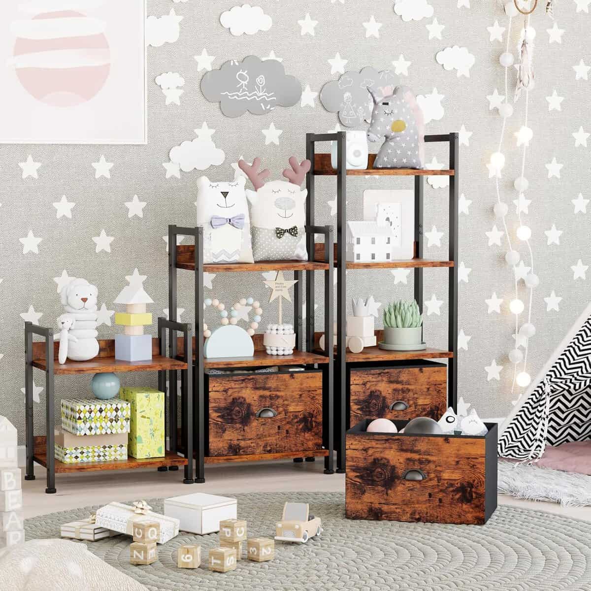 Furologee 4-Tier Bookshelf with Drawer