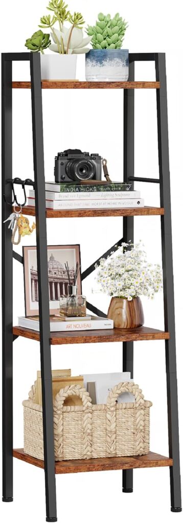Furologee 4 Tier Ladder Bookshelf Brown