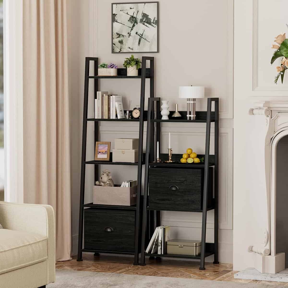 Furologee 4-Tier Ladder Shelf with Drawer