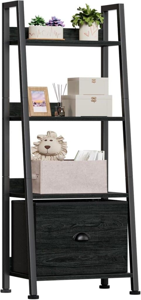 Furologee 4-Tier Ladder Shelf with Drawer
