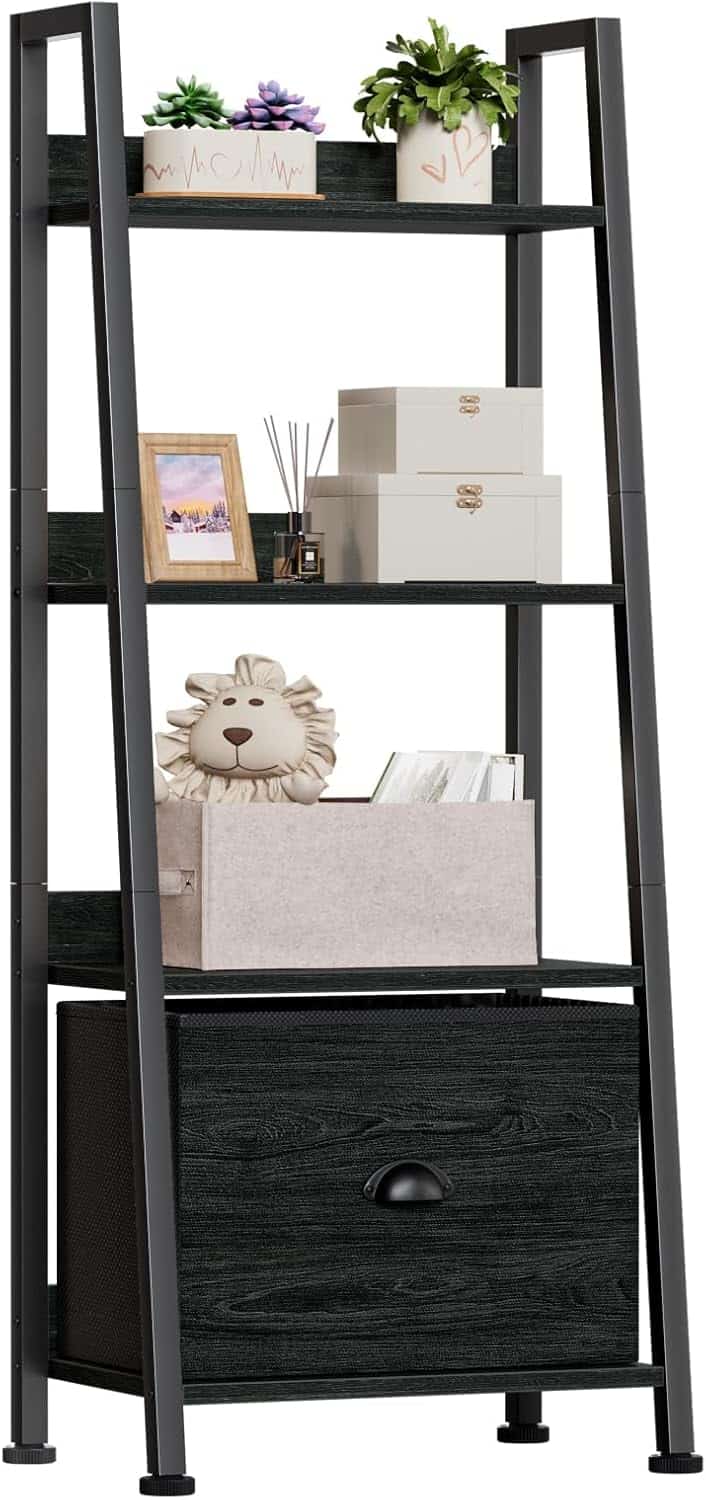 Furologee 4-Tier Ladder Shelf with Drawer