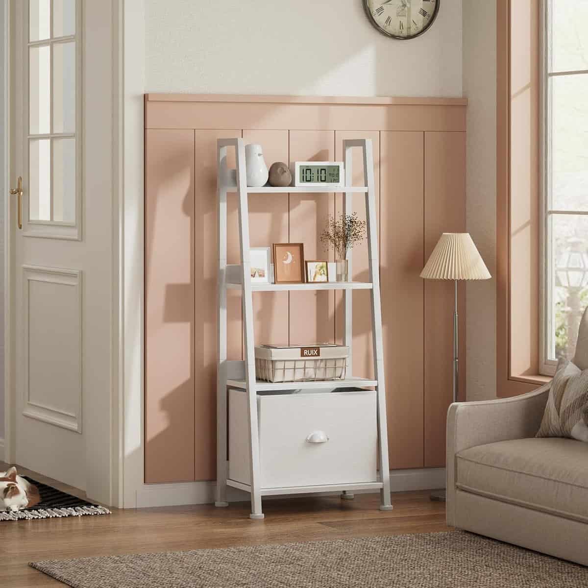 Furologee 4-Tier White Ladder Shelf