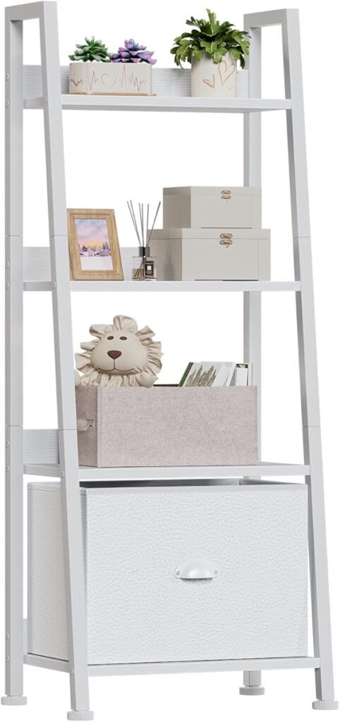Furologee 4-Tier White Ladder Shelf