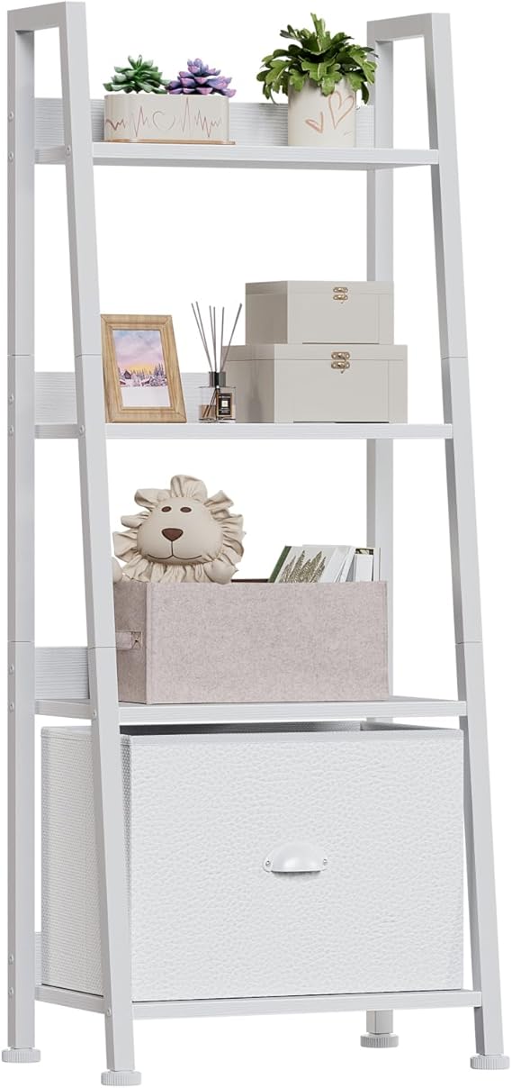 Furologee 4-Tier White Ladder Shelf