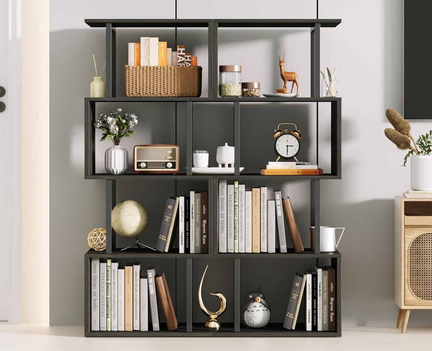 Furologee 46-Inch S-Shaped Geometric Bookshelf