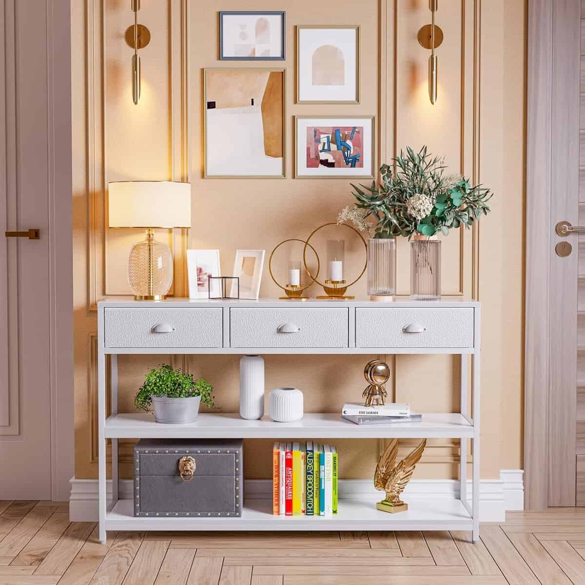 Furologee 47-Inch White Console Sofa Table