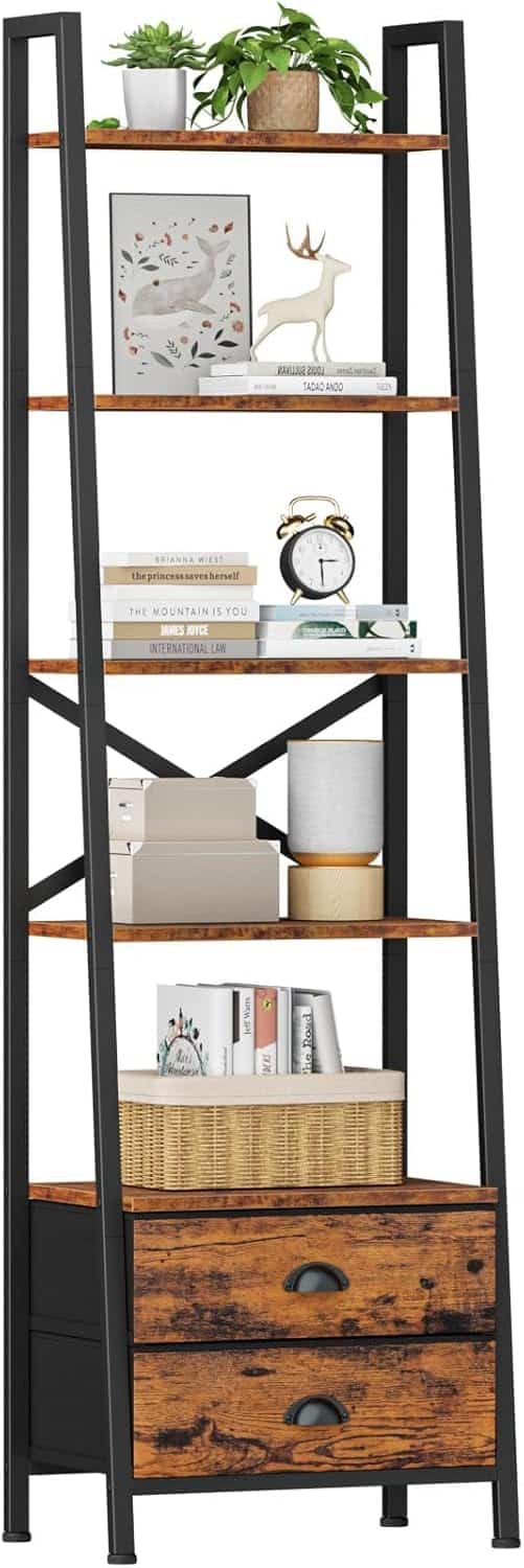 Furologee 5‑Tier Corner Bookshelf with Fabric
