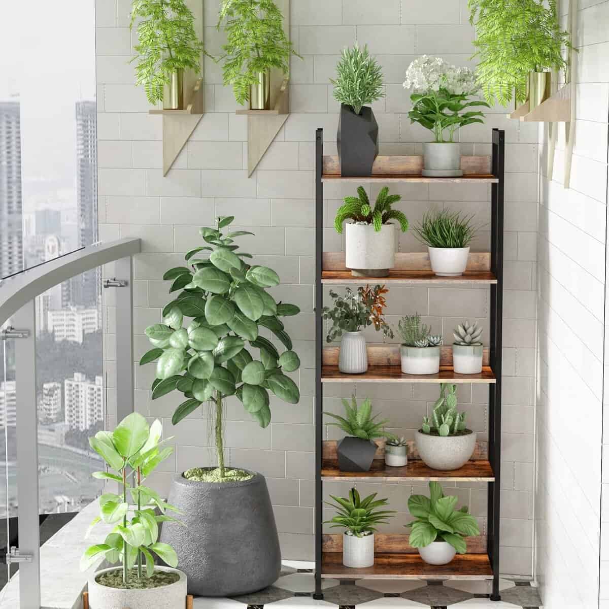 Furologee 5-Tier Bookshelf with 2 Drawers
