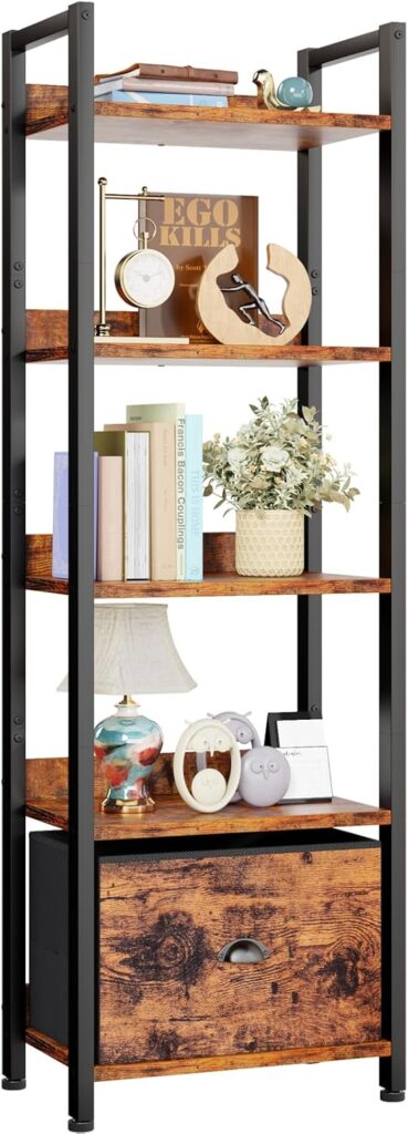 Furologee 5-Tier Bookshelf with Drawer