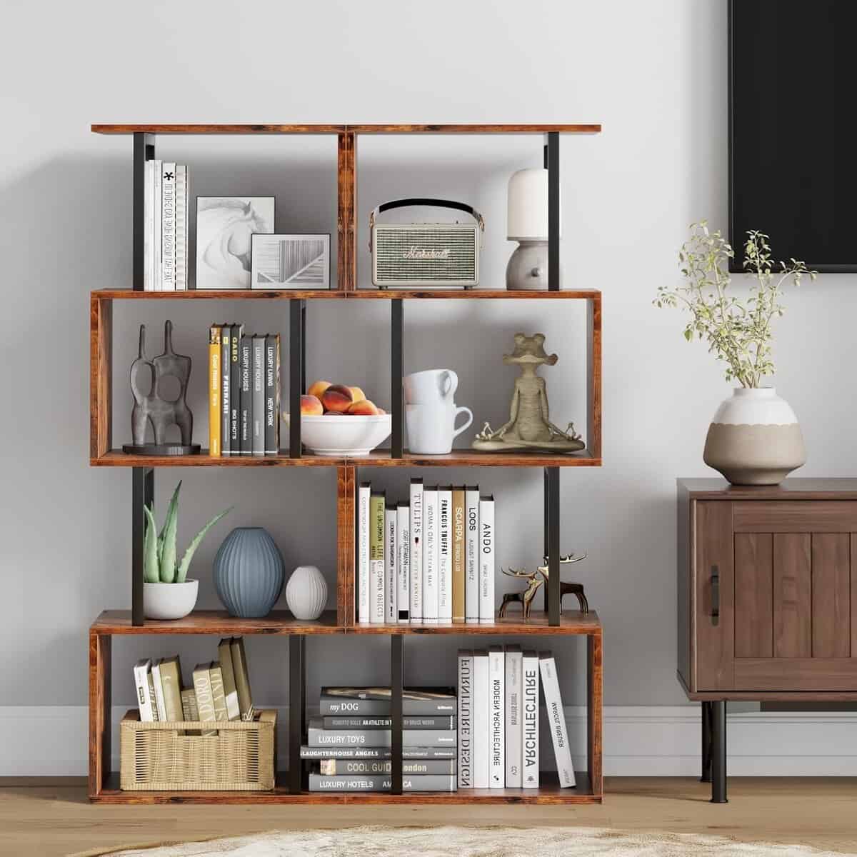 Furologee 5 Tier S Shaped Geometric Bookcase