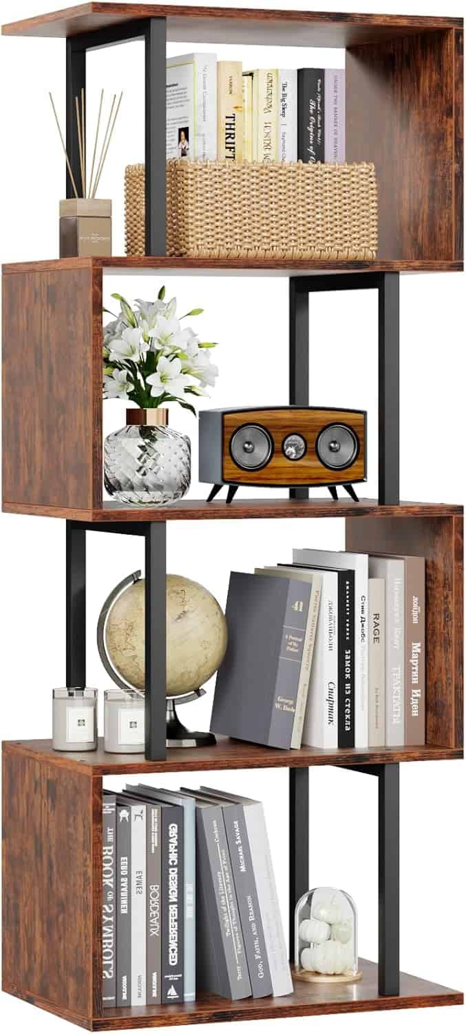 Furologee 5 Tier S Shaped Geometric Bookcase