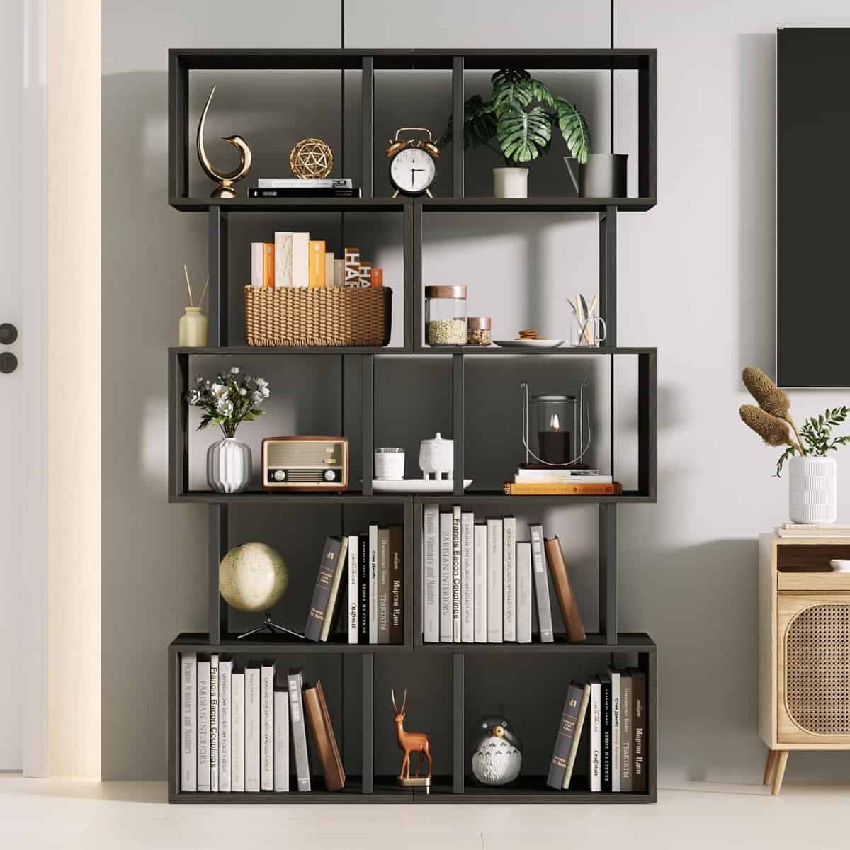 Furologee 58-Inch S-Shaped Geometric Bookcase