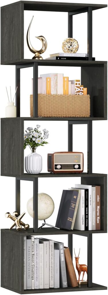 Furologee 58-Inch S-Shaped Geometric Bookcase