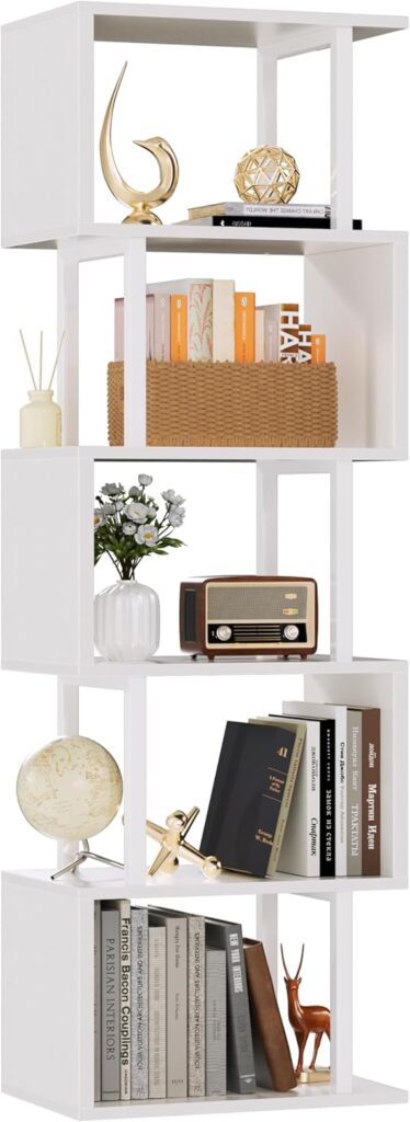 Furologee 58-Inch White S-Shaped Bookshelf