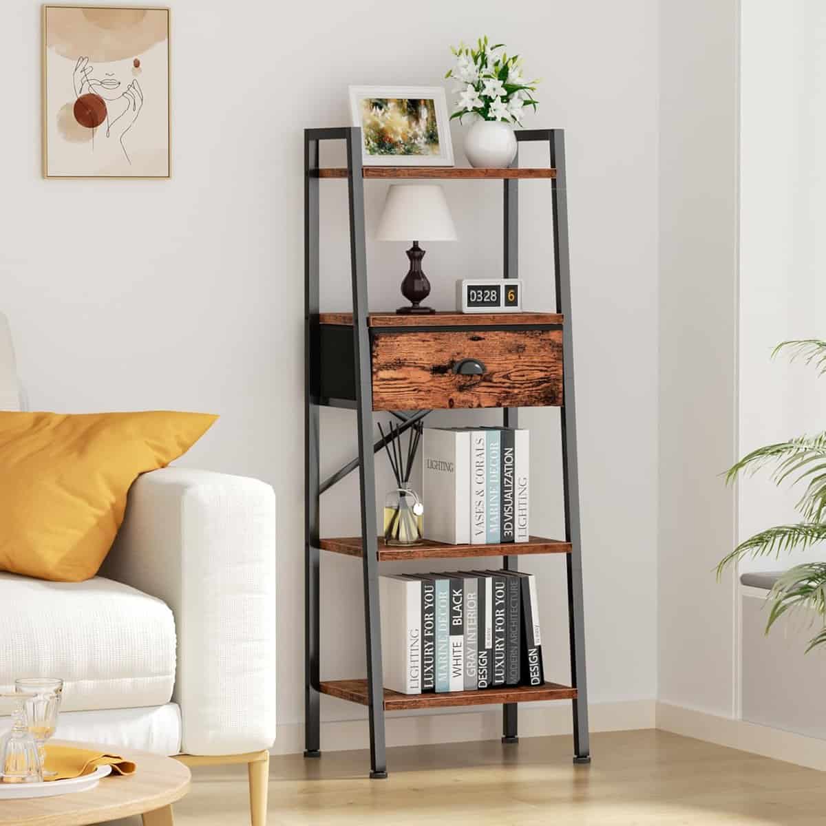 Furologee 5‑Tier Corner Bookshelf
