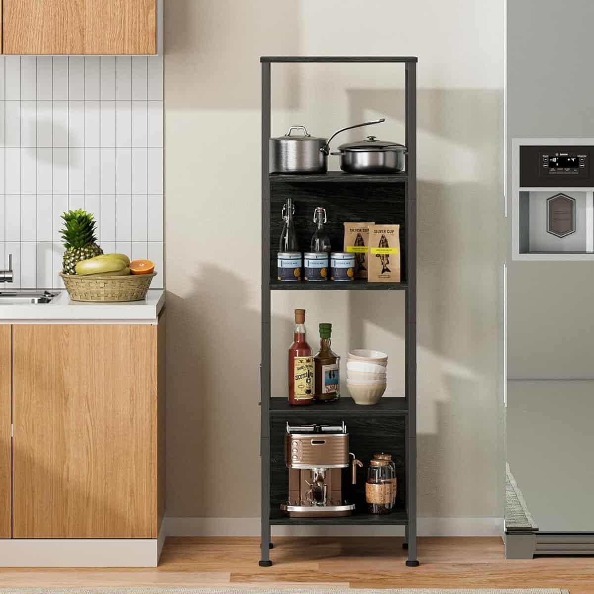Furologee 5‑Tier Corner Bookshelf with Back