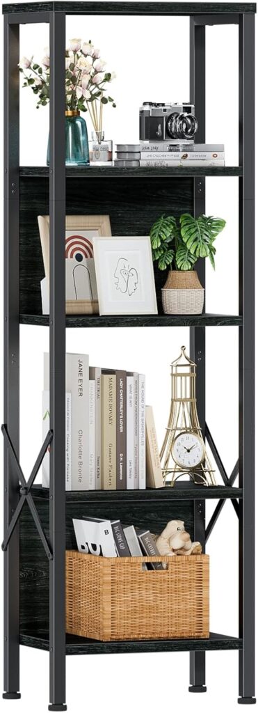 Furologee 5‑Tier Corner Bookshelf with Back