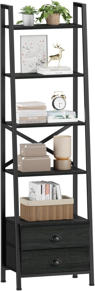 Furologee 5‑Tier Ladder Shelf Brown