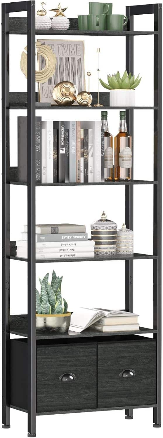 Furologee 6-Tier Bookshelf with Black