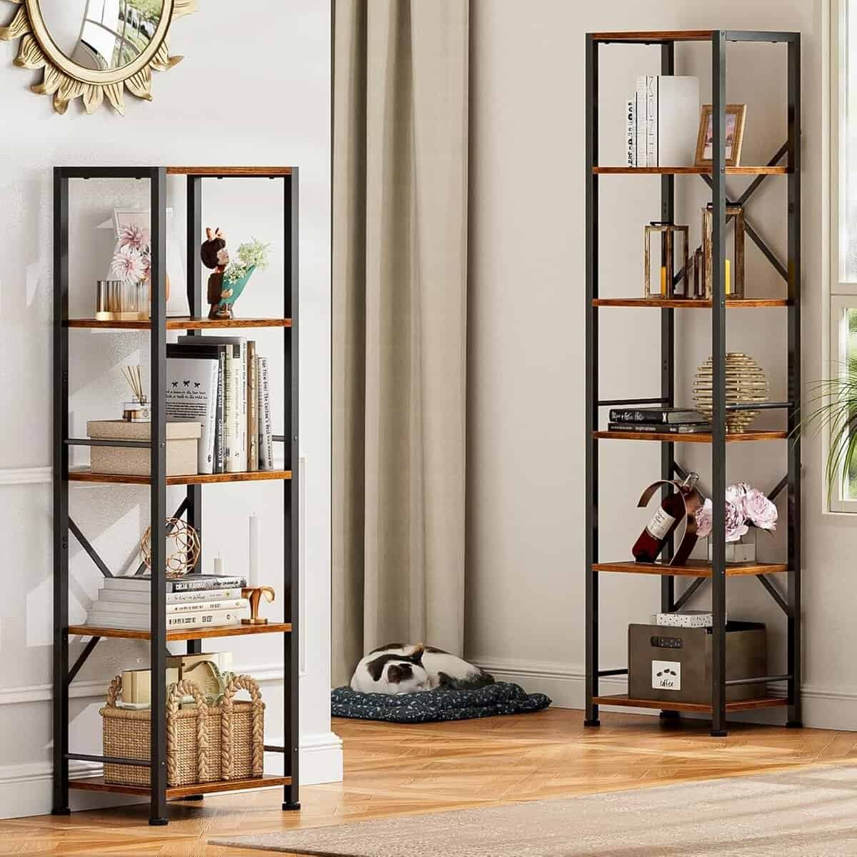 Furologee 6-Tier Tall Bookshelf with Rustic