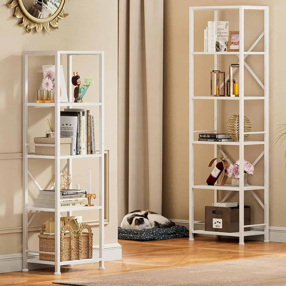 Furologee 60-Inch White Tall Bookshelf