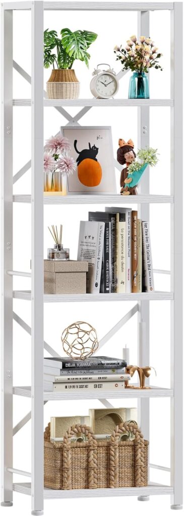 Furologee 60-Inch White Tall Bookshelf