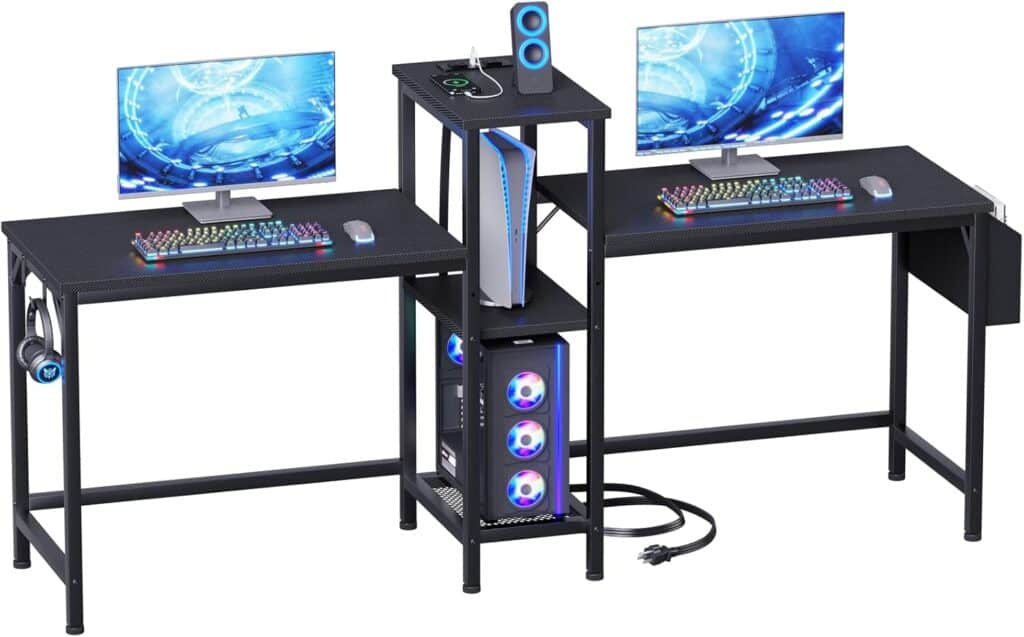 Furologee 71‑Inch Double Desk with Power Outlets