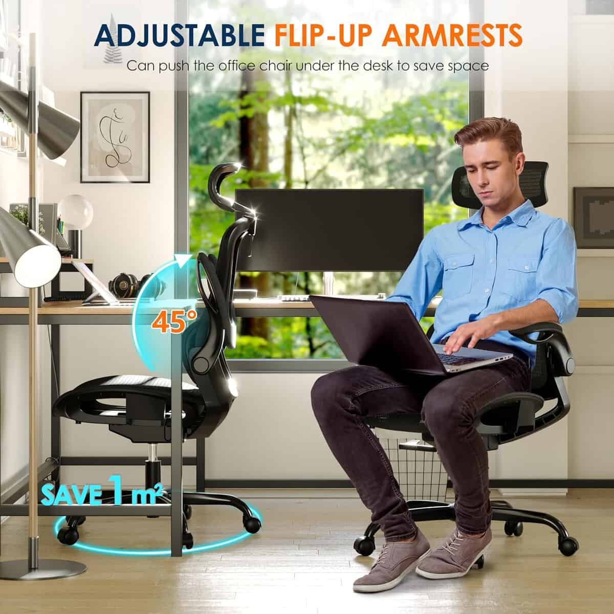GABRYLLY Ergonomic Mesh Office Chair with Adjustable Headrest