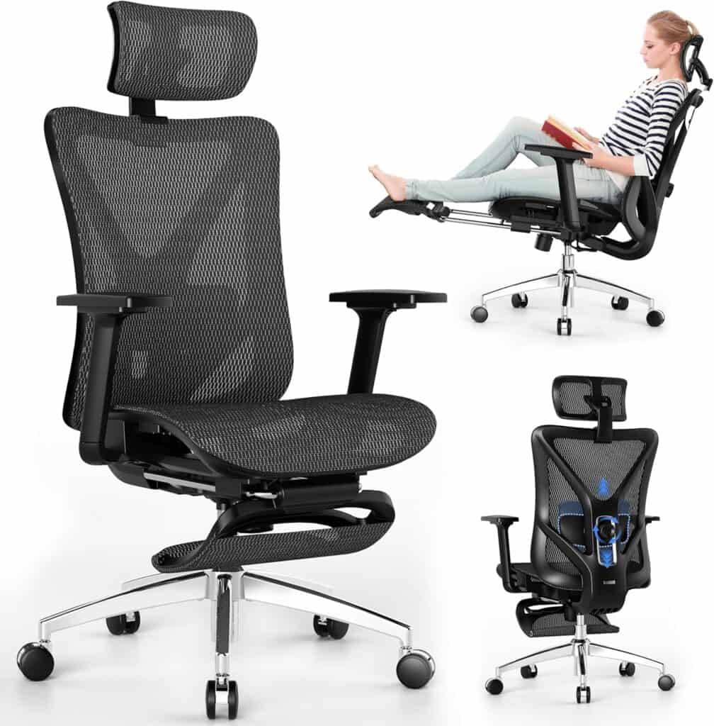 GABRYLLY Ergonomic Office Chair with Footrest and Lumbar Support
