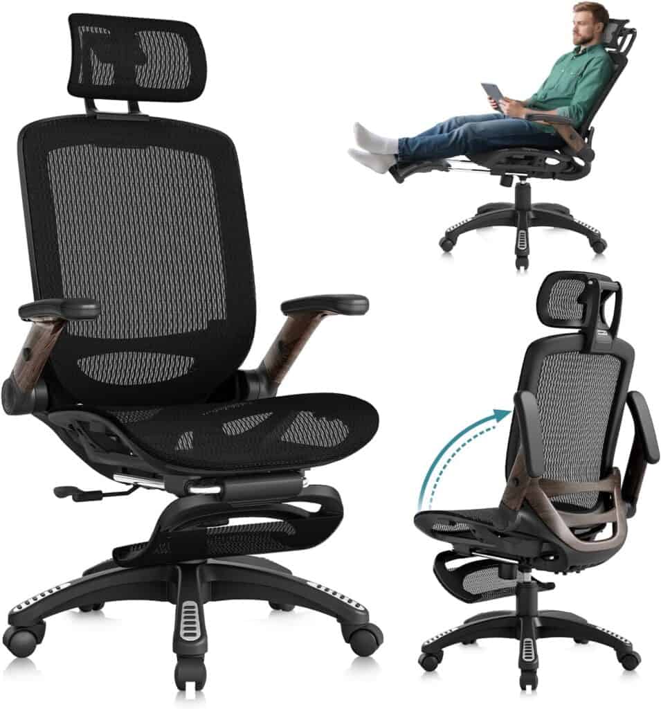 GABRYLLY Ergonomic Office Chair with Footrest and Mesh