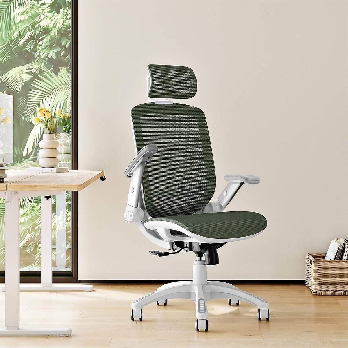 GABRYLLY Ergonomic Office Chair with Olive Green Mesh