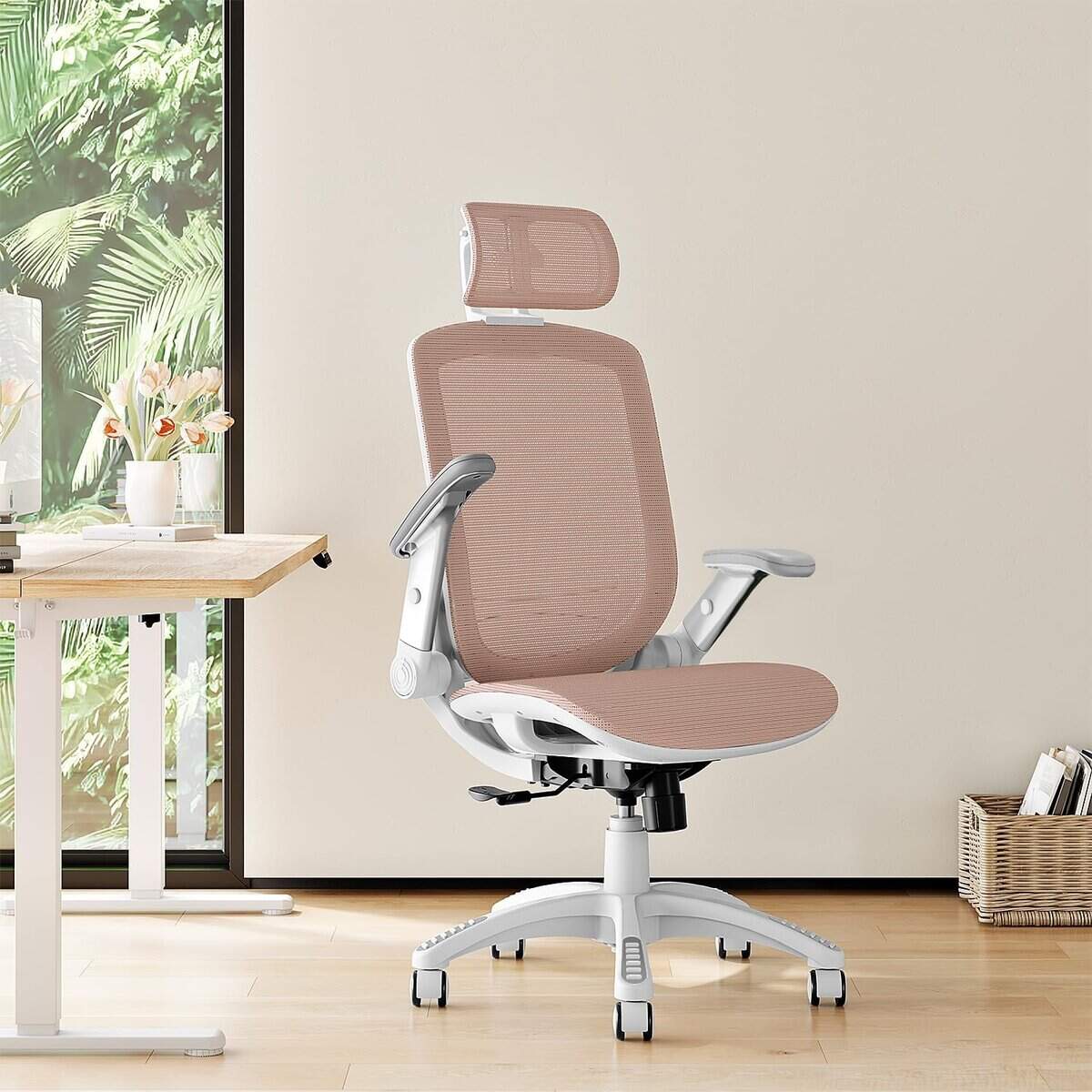 GABRYLLY Ergonomic Office Chair with Pink Mesh