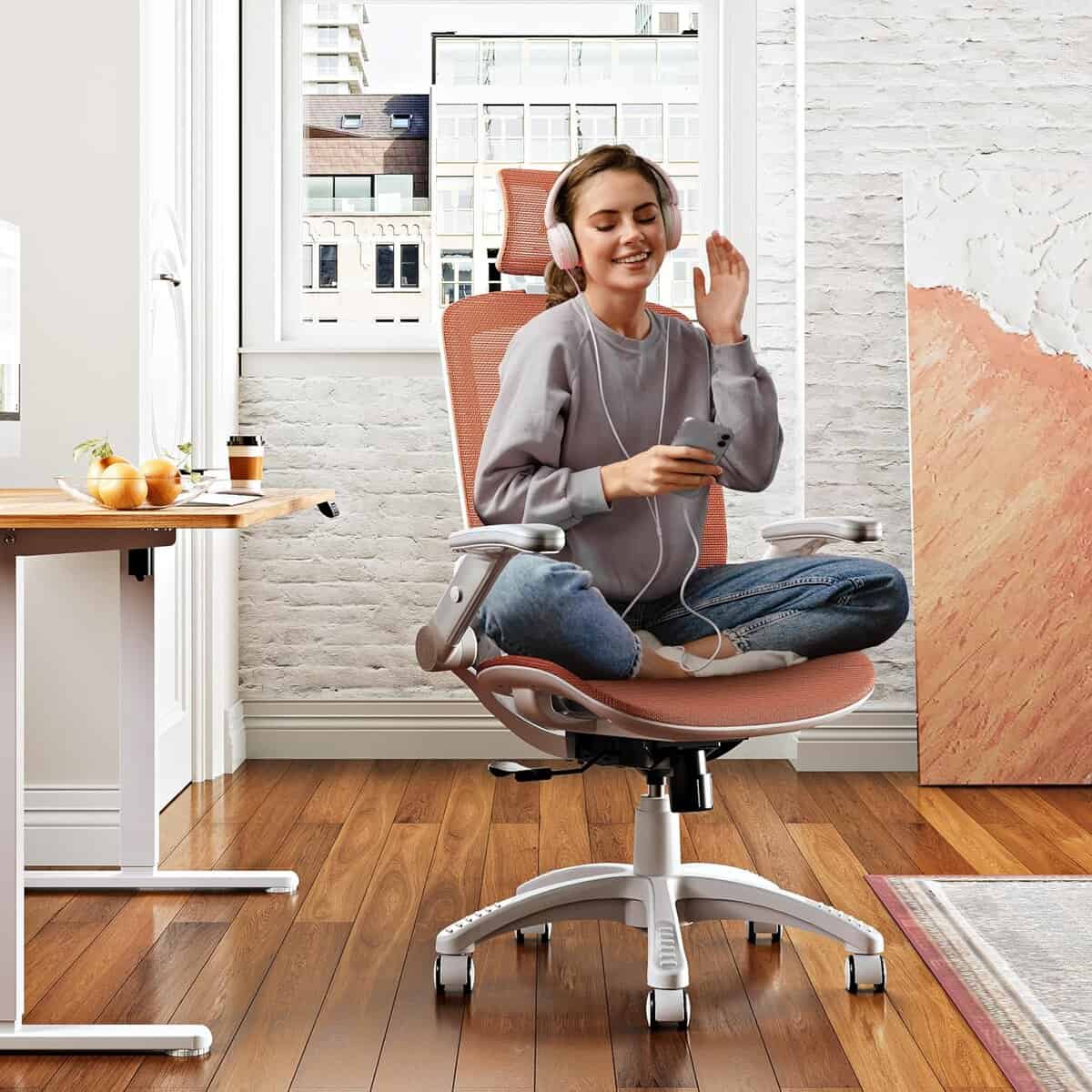 GABRYLLY High Back Ergonomic Chair with Orange Mesh