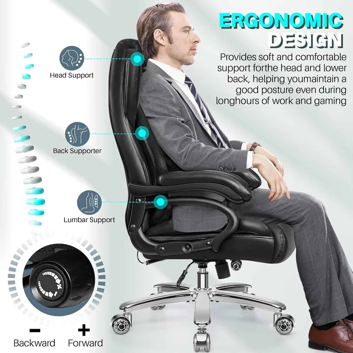 HeroSet 500LB Extra Wide Office Chair Black