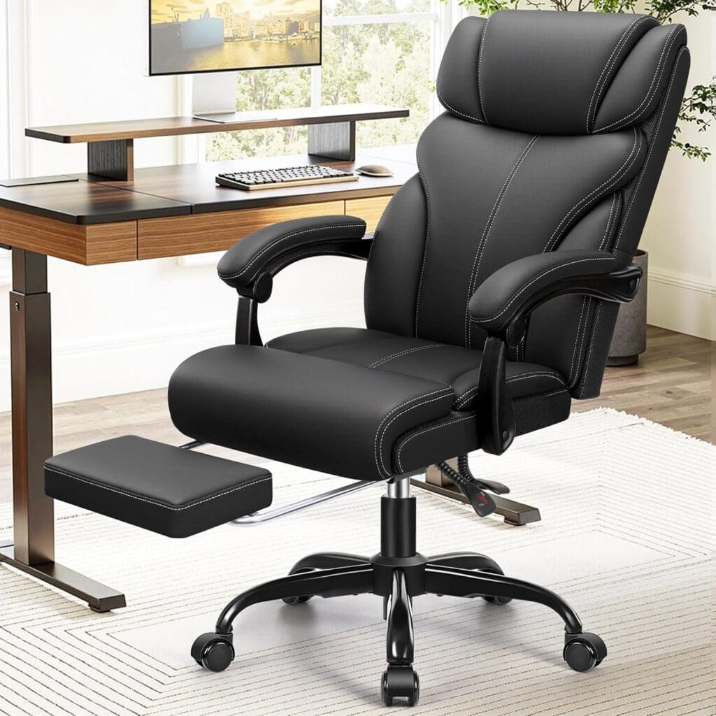 HeroSet Big & Tall Executive Leather Office Chair –Black