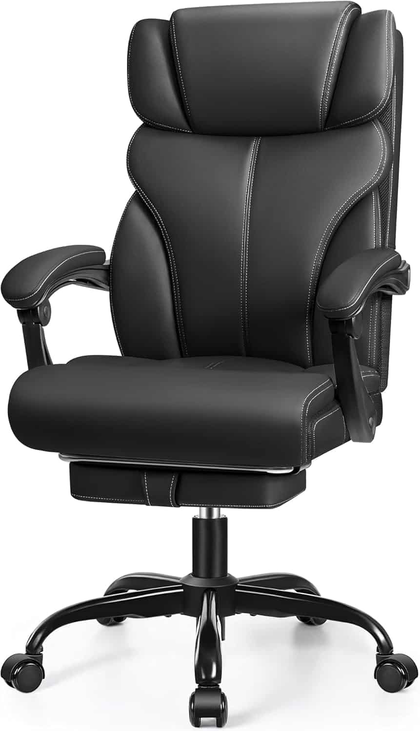 HeroSet Big & Tall Executive Leather Office Chair –Black