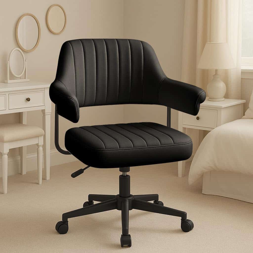 HeroSet Black Swivel Vanity Office Chair
