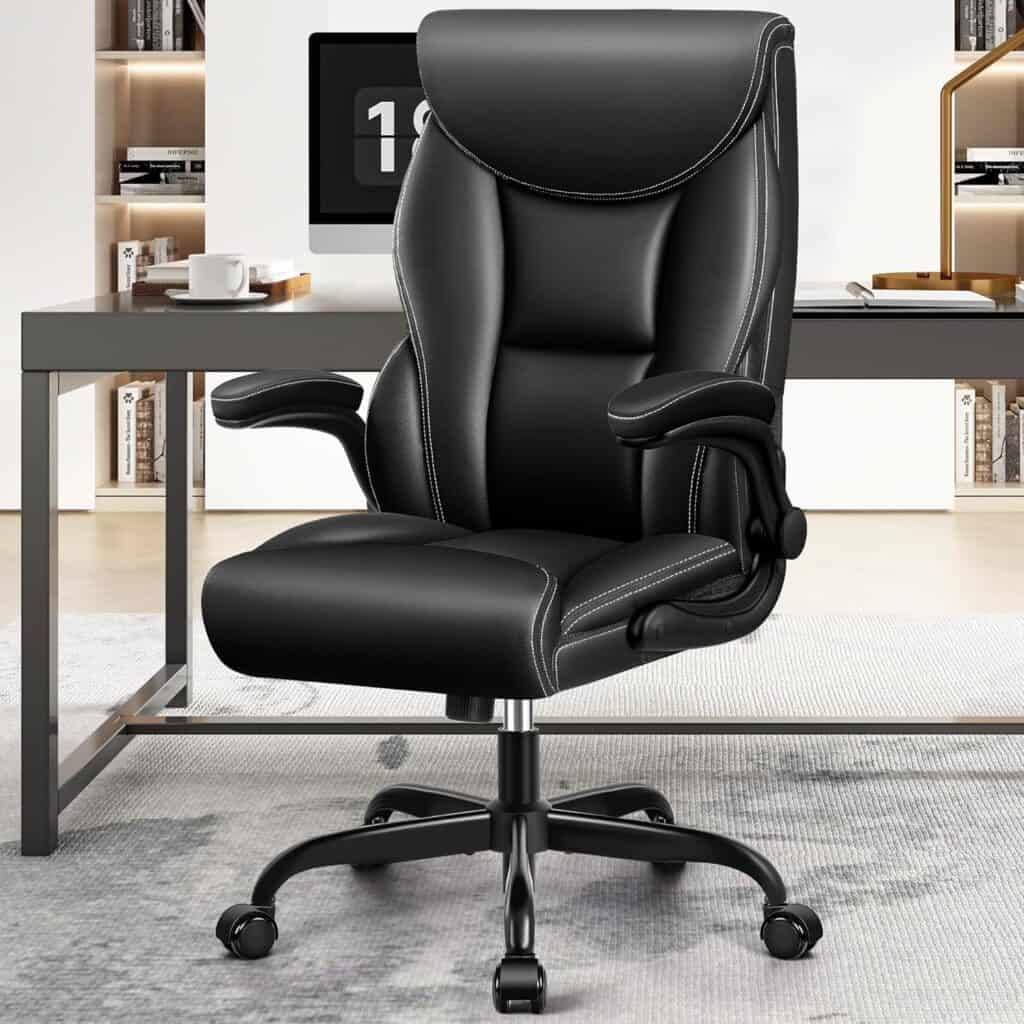 HeroSet Matte Black 400LB Leather Office Chair