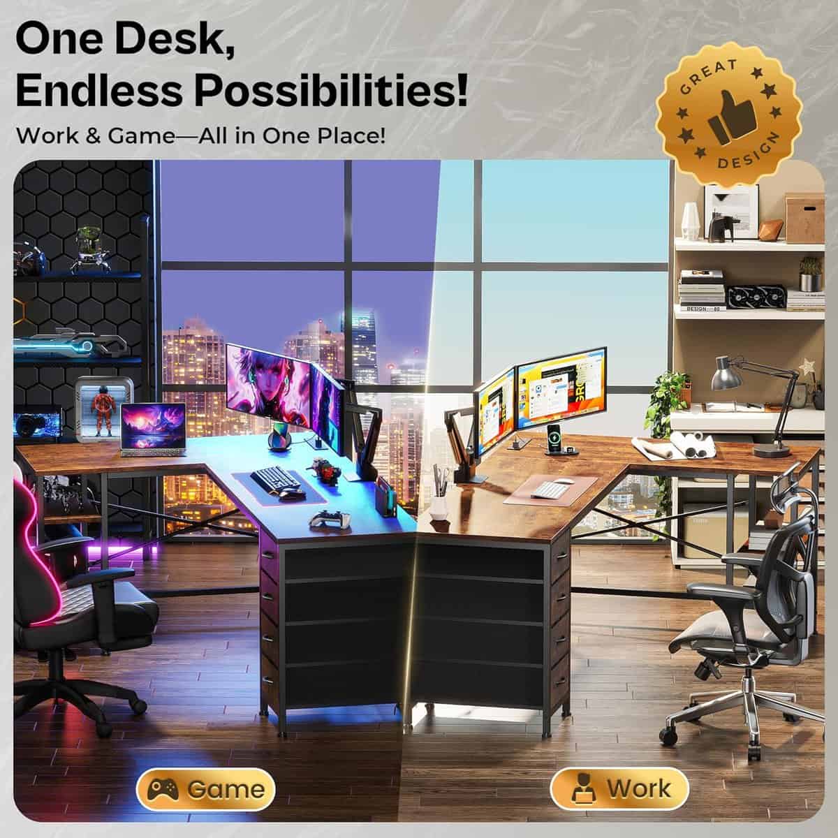 Huuger 55 Inch L Shaped Desk
