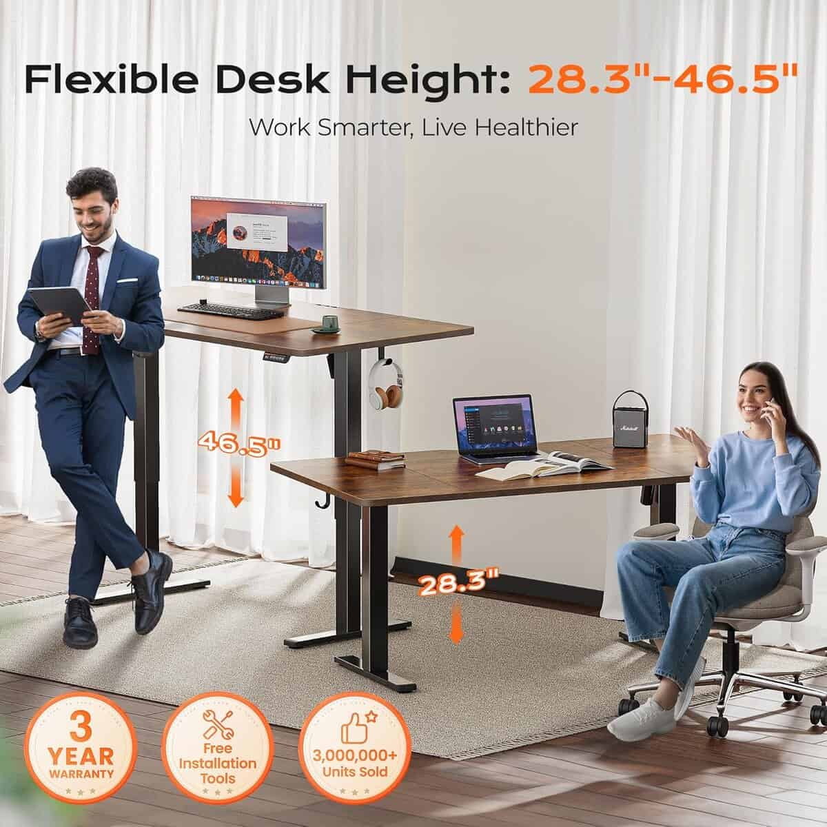Huuger 63 x 28 Large Electric Standing Desk 
