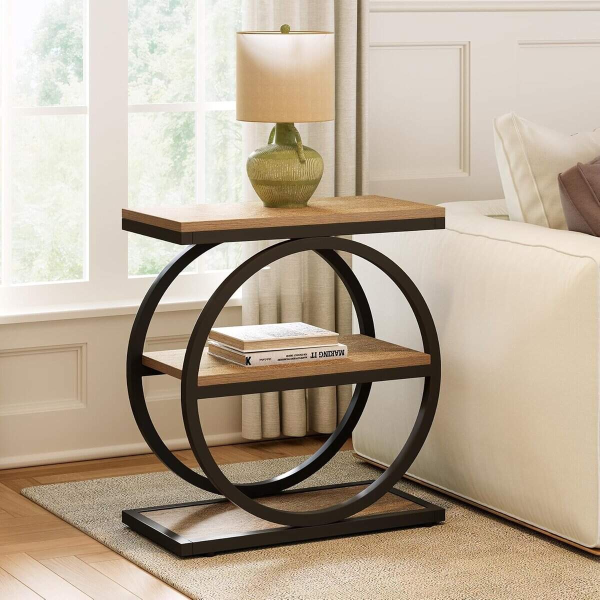 LITTLE TREE 26-Inch Oak 3-Tier Side Table
