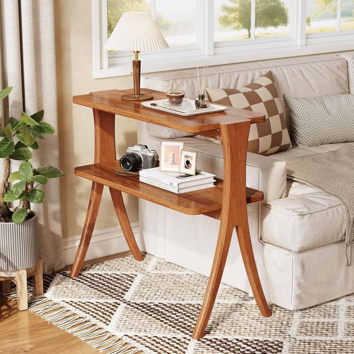 LITTLE TREE 26-Inch Walnut Narrow Side Table