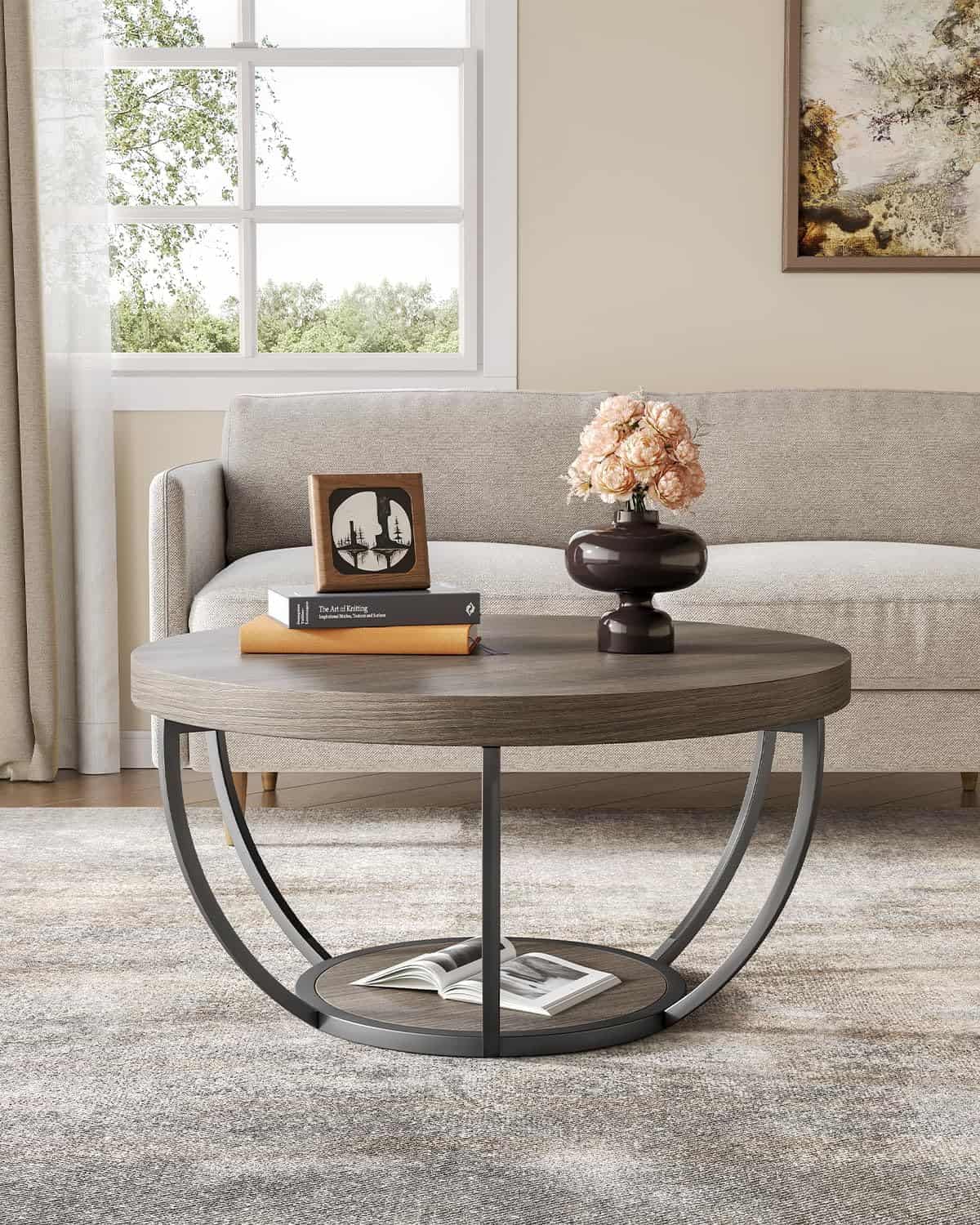 LITTLE TREE 32-Inch Round Coffee Table-Black