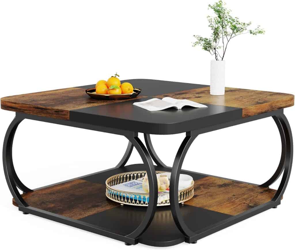 LITTLE TREE 40-Inch Square Coffee Table with Storage
