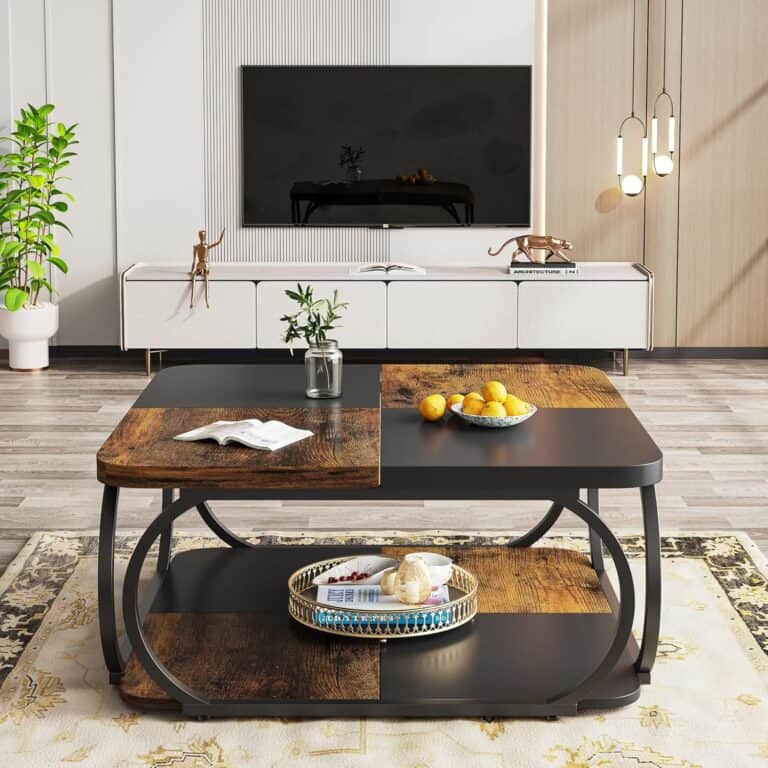 LITTLE TREE 40-Inch Square Coffee Table with Storage - Essential Office ...