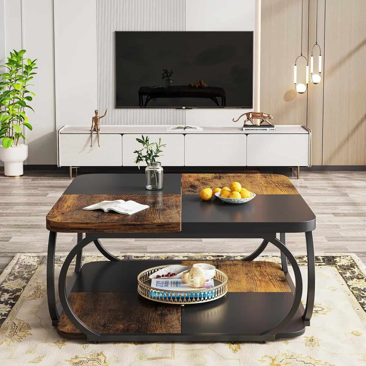 LITTLE TREE 40-Inch Square Coffee Table with Storage