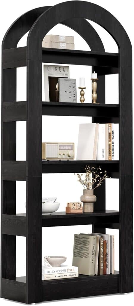 little-tree-5-tier-arched-bookshelf-black